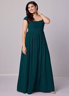 Barbie ♥ Azazie Bridesmaid Dresses Pine A-Line Corset Chiffon Dress image11