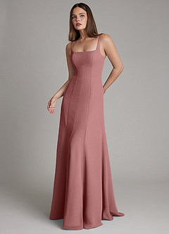Azazie Nyla Bridesmaid Dresses Desert Rose A-Line Square Neckline Chiffon Dress image5