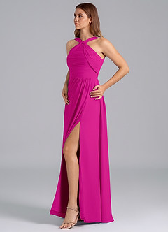 Azazie Mianna Jurken voor bruidsmeisjes Jurk van Chiffon met A-Lijn Geplooid Fuchsia image5