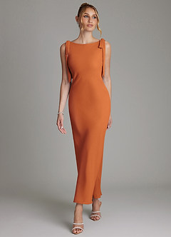 Azazie Luddie Bridesmaid Dresses Cinnamon Mermaid Bow Chiffon Dress image4