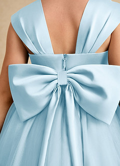 Azazie Chickadee Flower Girl Dresses Sky Blue Ball-Gown Sweetheart Neckline Matte Satin Dress image6