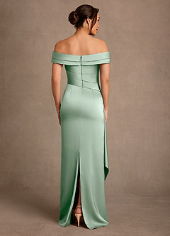 Azazie Beah Kleider für die Brautmutter Etui Schulterfrei Stretch-Satin Kleid Agave image3