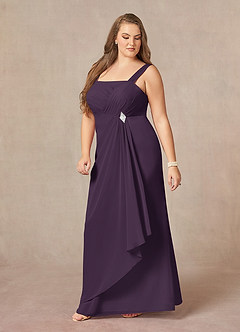 Azazie Weisz Mother of the Bride Dresses Plum A-Line Square Neckline Pleated Chiffon Dress image11