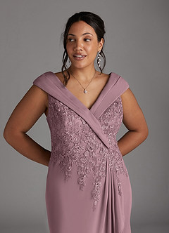Azazie Calathea Mother of the Bride Dresses Dusty Rose A-Line Lace Dress image10