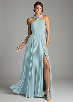 Azazie Afra Abiti da Damigella Abito A-Line in Chiffon Plissettato Sea Glass image1