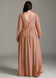 Azazie Teton Maternity Bridesmaid Dresses A-Line Long Sleeve Chiffon Floor-Length Dress image8