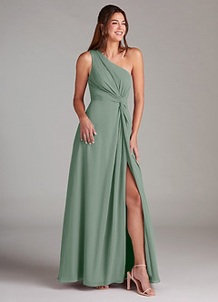 Azazie Brooke Brautjungfernkleider A-Linie One-Shoulder Chiffon Kleid Silberner Salbei image4
