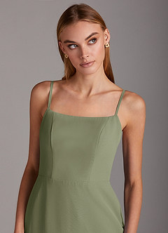 Azazie Tayla Bridesmaid Dresses Pistachio Sheath Square Neckline Chiffon Dress image5