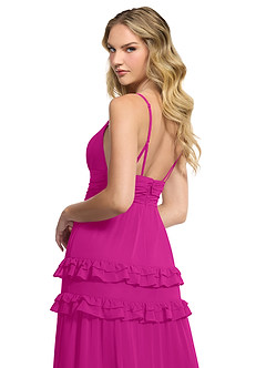 Azazie Rachel Bridesmaid Dresses Fuchsia A-Line Chiffon Dress image5