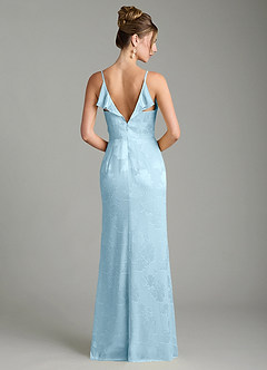 Azazie Larsa Bridesmaid Dresses Sky Blue Mermaid Ruched Floral Jacquard Burnout Dress image2