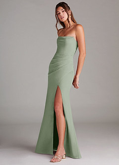 Azazie Leonis Bridesmaid Dresses Dusty Sage Sheath Strapless Chiffon Convertible Dress image3