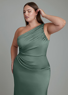 Azazie Akilah Brudtärnklänningar Klänning av Sjöjungfru i Stretch Satin One-shoulder Havsmossa image13