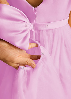 Azazie Pumpkin Robe Demoiselle D'honneur Fillette Robe Trapèze en Tulle Convertible Rose Bonbon image5