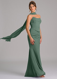 Azazie Sorrel Bridesmaid Dresses Eucalyptus Mermaid Corset Chiffon Dress image3