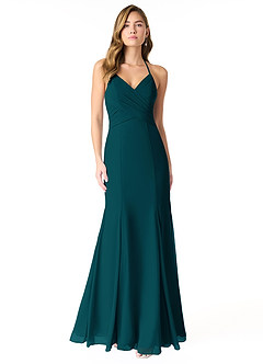 Azazie Carolina Final Sale Pine Mermaid Ruched Chiffon Dress image1