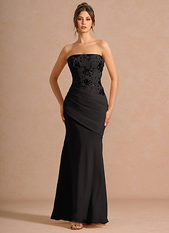 Azazie Blair Black Sequins Maxi Dress