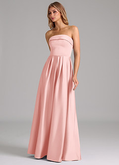 Azazie Lucienne Bridesmaid Dresses Powder Pink A-Line Strapless Stretch Satin Convertible Dress image6
