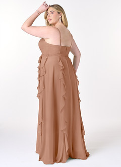 Azazie Peyton Bridesmaid Dresses Champagne Rose A-Line Ruched Chiffon Dress image10