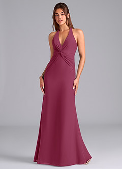 Azazie Valerie Bridesmaid Dresses Mulberry Mermaid Pleated Chiffon Dress image4