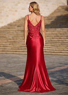 Radiance Red Beaded Sheath Jersey Prom Dress image7