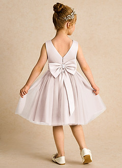Azazie Tadpole Flower Girl Dresses Rose Petal A-Line Pleated Matte Satin Dress image2