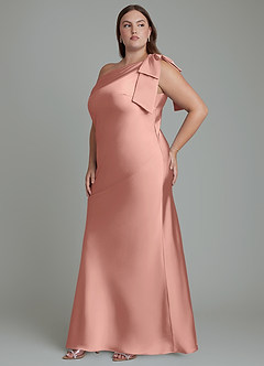 Azazie Yuanna Bridesmaid Dresses Rosette Mermaid One Shoulder Stretch Satin Dress image12