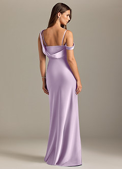 Azazie Madelyn Jurken voor bruidsmeisjes Converteerbaar Jurk van Stretch Satijn met Zeemeermin Off the Shoulder Frosted Lila image2
