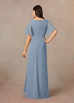Azazie Rain Mother of the Bride Dresses Dusty Blue Sheath Beaded Chiffon Dress image4