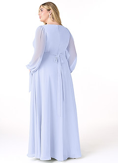 Azazie Leonia Bridesmaid Dresses Lavender A-Line Long Sleeve Chiffon Dress image9