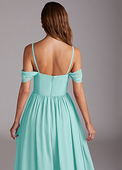 Azazie Calianna Bridesmaid Dresses Aqua A-Line Off the Shoulder Chiffon Convertible Dress image9