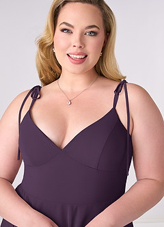 Barbie ♥ Azazie Bridesmaid Dresses Plum A-Line Bow Chiffon Dress image9