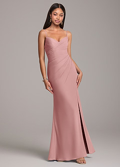 Azazie Yola Bridesmaid Dresses Dusty Rose Sheath Pleated Chiffon Convertible Dress image5