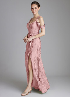Azazie Emoria Bridesmaid Dresses Rose Jacquard A-Line Off the Shoulder Jacquard Dress image7