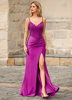 Flicker Magenta Mermaid Prom Dress image3