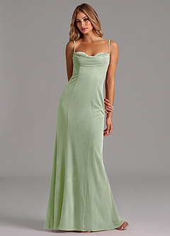 Azazie Karryn Bridesmaid Dresses Dusty Sage Mermaid Corset Velvet Dress image3
