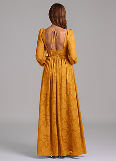 Azazie Norah Jurken voor bruidsmeisjes Jurk van Bloemen Burn-out met A-Lijn Lange mouw Boterbabbelaar image6