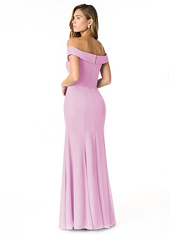 Azazie Lecia Bridesmaid Dresses Candy Pink Empire Off-The-Shoulder Pleated Chiffon Convertible Dress image4