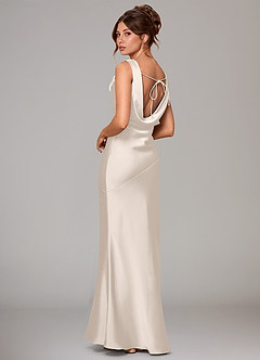Azazie Rylina Bridesmaid Dresses White Alabaster Mermaid Stretch Satin Dress image4