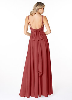 Azazie Gracie Bridesmaid Dresses Rust A-Line Pleated Chiffon Dress image2