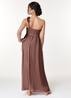 Azazie Flower Junior Espresso A-Line Pleated Chiffon Dress image6