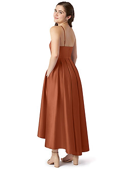 Azazie Jemima Junior A-Linie mit Taschen Stretch-Satin Kleid Zedernrose image5