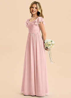 Azazie Anaya Junior Powder Pink A-Line Sweetheart Neckline Chiffon Dress image3