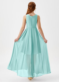 Azazie Lizette Junior Aqua A-Line Pleated Chiffon Dress image5