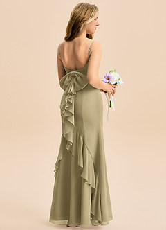 Azazie Lioren Junior Vestido de Musgo Verde de Gasa de Corte Sirena con Lazo image1