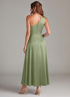 Azazie Brooke Brautjungfernkleider A-Linie One-Shoulder Stretch-Satin Kleid Pistazie image7