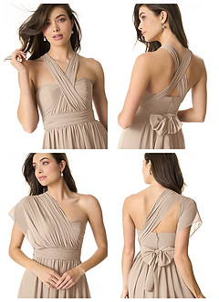 Azazie Olani Bridesmaid Dresses Taupe A-Line One Shoulder Chiffon Convertible Dress image8