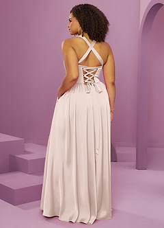 Barbie ♥ Azazie Bridesmaid Dresses Blushing Pink A-Line with Pockets Stretch Satin Dress image14