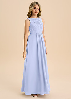 Azazie Skyla Junior A-Linie Plissee Chiffon Kleid Lavendel image4