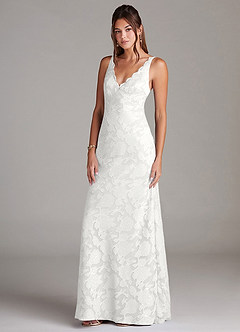 Azazie Tianna Brudepigekjoler Skede Blonder Blomsterudbrændthed Gulv-længde Kjole image4