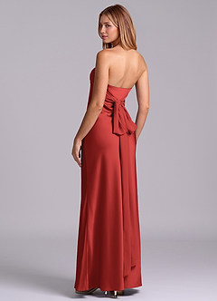 Azazie Ailanie Brudtärnklänningar Klä av Tubklänning i Stretch Satin Axelbandslös Granatäpple image2